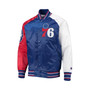 Men's Royal, Red Philadelphia 76Ers Reliever Varsity Satin Raglan Full-Snap Jacket