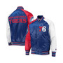 Men's Royal, Red Philadelphia 76Ers Reliever Varsity Satin Raglan Full-Snap Jacket