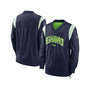 Men's College Navy Seattle Seahawks Sideline Athletic Stack V-Neck Pullover Windshirt Jacket