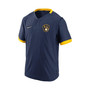 Men's Navy Milwaukee Brewers Authentic Collection Short Sleeve Hot Pullover Jacket