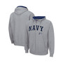 Men's Heathered Gray Navy Midshipmen Arch Logo 3.0 Full-Zip Hoodie