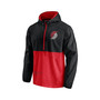 Men's Branded Black, Red Portland Trail Blazers Anorak Block Party Windbreaker Half-Zip Hoodie Jacket