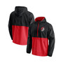 Men's Branded Black, Red Portland Trail Blazers Anorak Block Party Windbreaker Half-Zip Hoodie Jacket