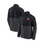Men's Branded Black, Heathered Charcoal Wisconsin Badgers Durable Raglan Full-Zip Jacket