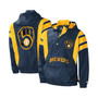 Men's Navy Milwaukee Brewers Impact Hoodie Half-Zip Jacket