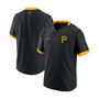 Men's Black, Gold-Tone Pittsburgh Pirates Authentic Collection Short Sleeve Hot Pullover Jacket