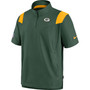 Men's Green Green Bay Packers Sideline Coaches Short Sleeve Quarter-Zip Jacket