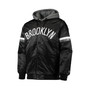 Men's Black, Gray Brooklyn Nets Nba 75Th Anniversary Full-Snap Varsity Hoodie Jacket