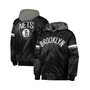 Men's Black, Gray Brooklyn Nets Nba 75Th Anniversary Full-Snap Varsity Hoodie Jacket