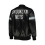 Men's Black Brooklyn Nets Pick and Roll Satin Full-Snap Varsity Jacket