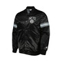 Men's Black Brooklyn Nets Pick and Roll Satin Full-Snap Varsity Jacket