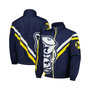 Men's Navy Michigan Wolverines Exploded Logo Warm Up Full-Zip Jacket