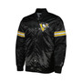 Men's Black Pittsburgh Penguins Pick and Roll Satin Full-Snap Varsity Jacket