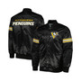 Men's Black Pittsburgh Penguins Pick and Roll Satin Full-Snap Varsity Jacket
