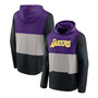 Men's Purple and Black Los Angeles Lakers Linear Logo Comfy Colorblock Tri-Blend Pullover Hoodie