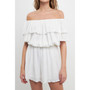 Women's Texture Knit Ruffled Romper