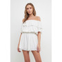 Women's Texture Knit Ruffled Romper