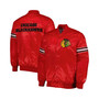 Men's Red Chicago Blackhawks Pick and Roll Satin Full-Snap Varsity Jacket