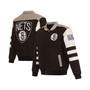 Men's Black Brooklyn Nets Stripe Colorblock Nylon Reversible Full-Snap Jacket
