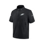Men's Black Philadelphia Eagles Sideline Coach Short Sleeve Hoodie Quarter-Zip Jacket