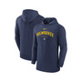 Men's Heather Navy Milwaukee Brewers Authentic Collection Early Work Tri-Blend Performance Pullover Hoodie