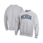 Men's Heathered Gray Michigan Wolverines Arch Reverse Weave Pullover Sweatshirt