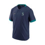 Men's Navy, Aqua Seattle Mariners Authentic Collection Short Sleeve Hot Pullover Jacket