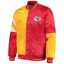 Men's Red, Yellow Kansas City Chiefs Leader Varsity Satin Full-Snap Jacket