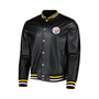 Men's Black Pittsburgh Steelers Metallic Bomber Full-Snap Jacket