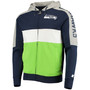 Men's College Navy, Neon Green Seattle Seahawks Playoffs Color Block Full-Zip Hoodie