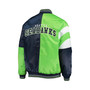 Men's College Navy, Neon Green Seattle Seahawks Leader Varsity Satin Full-Snap Jacket