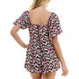 Juniors' Square-Neck Puff-Sleeve Floral Romper