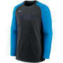 Men's Black, Blue Miami Marlins Authentic Collection Pregame Performance Raglan Pullover Sweatshirt