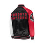 Men's Black, Red Toronto Raptors Reliever Varsity Satin Raglan Full-Snap Jacket