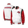 Men's White Tampa Bay Buccaneers Throwback Warm Up Pitch Satin Full-Snap Varsity Jacket