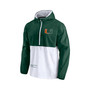 Men's Green, White Miami Hurricanes Thrill Seeker Half-Zip Hoodie Anorak Jacket