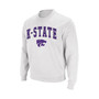 Men's White Kansas State Wildcats Arch and Logo Crew Neck Sweatshirt
