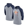 Men's Heather Gray, Heather Navy Houston Astros Baseball Raglan 3/4 Sleeve Pullover Hoodie