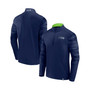 Men's Branded College Navy Seattle Seahawks Ringer Quarter-Zip Jacket