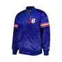 Men's Royal Philadelphia 76ers Pick and Roll Satin Full-Snap Varsity Jacket