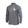 Men's Heather Gray Los Angeles Dodgers Wordmark Raglan Quarter-Zip Top