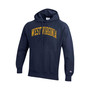 Men's Navy West Virginia Mountaineers Team Arch Reverse Weave Pullover Hoodie