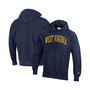 Men's Navy West Virginia Mountaineers Team Arch Reverse Weave Pullover Hoodie
