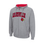 Men's Heathered Gray Louisville Cardinals Arch and Logo 3.0 Full-Zip Hoodie