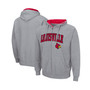 Men's Heathered Gray Louisville Cardinals Arch and Logo 3.0 Full-Zip Hoodie