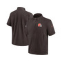 Men's Brown Cleveland Browns Sideline Coach Short Sleeve Hoodie Quarter-Zip Jacket