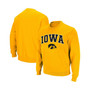 Men's Gold Iowa Hawkeyes Arch & Logo Crew Neck Sweatshirt