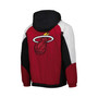 Men's Red Miami Heat Body Check Raglan Hoodie Half-Zip Jacket