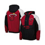 Men's Red Miami Heat Body Check Raglan Hoodie Half-Zip Jacket