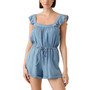 Women's Ruffled-Sleeve Tie-Waist Cuffed Romper